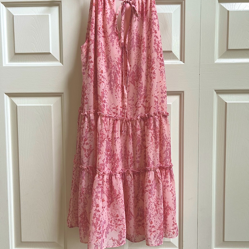 Drew for Anthropologie pink/floral print tiered dress